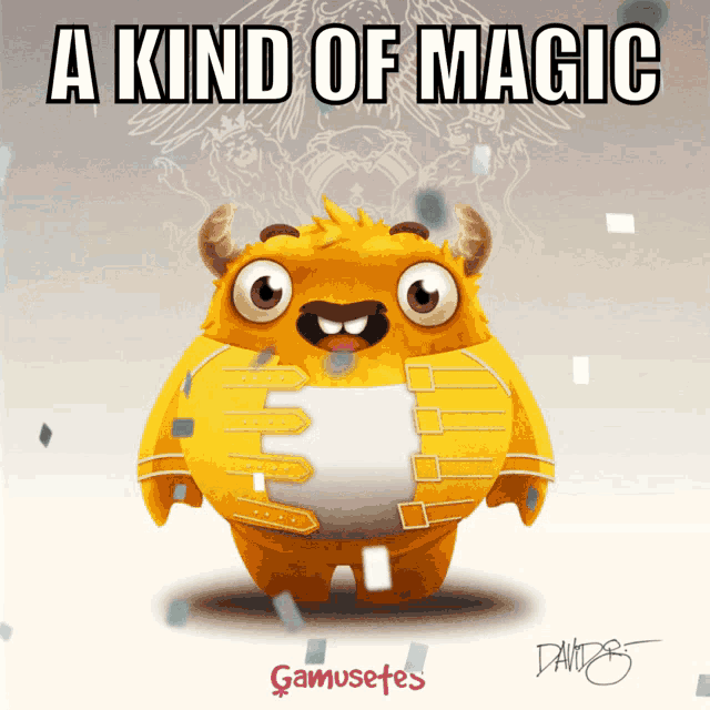 a cartoon character with the words " a kind of magic " above it