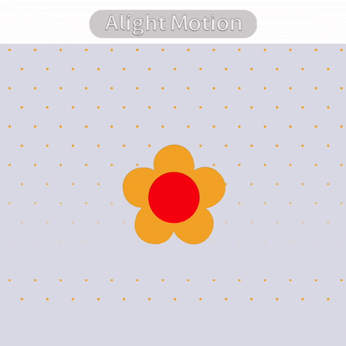 a flower with a red center is surrounded by orange dots and the words alight motion below it