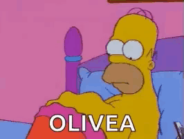 a cartoon of homer simpson laying in bed with the word olivea written on the bottom