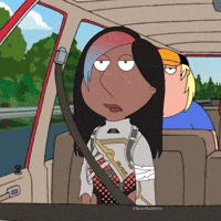 a cartoon of a woman sitting in a car with a seat belt on