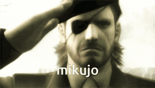a man saluting with the name mikujo on the bottom right