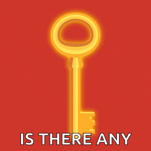 a poster with a key and the words " is there any " below it