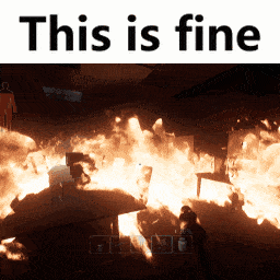 a picture of a fire with the words this is fine