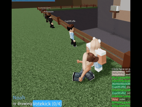 a screenshot of a video game that says noah is drawing votekick on the bottom