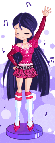 a cartoon drawing of a girl in a plaid skirt