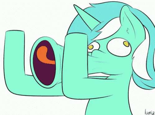 a cartoon drawing of a pony with the word lol written below it
