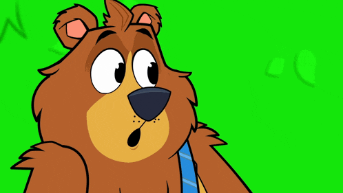 a cartoon bear wearing a blue tie is smiling