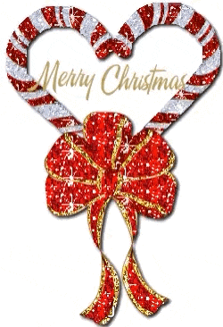 a candy cane with a bow and the words merry christmas on it