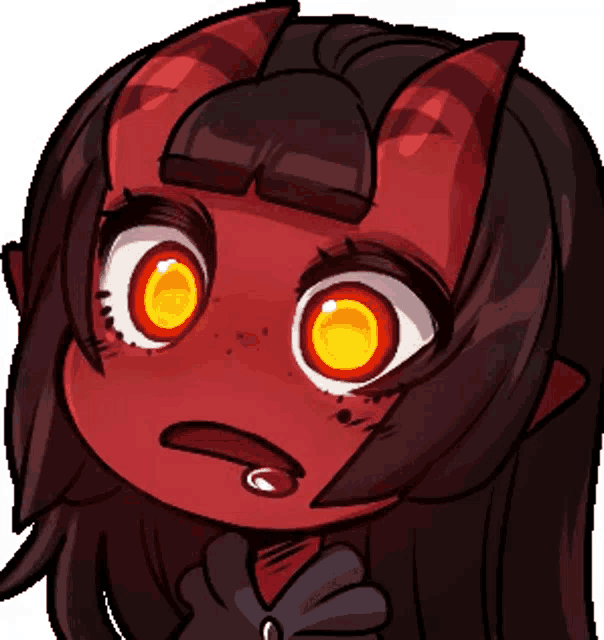 a cartoon drawing of a demon girl with horns