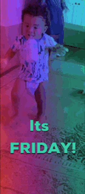 a person is dancing with the words it 's friday