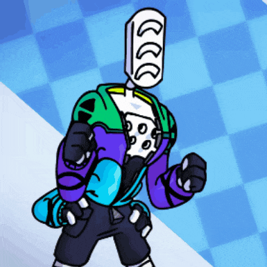 a cartoon drawing of a robot with a skateboard