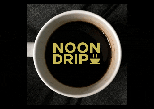 a cup of coffee with the words " noon drip " written on it