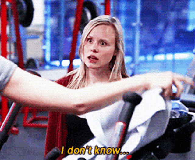 a woman says i don 't know while talking to a man