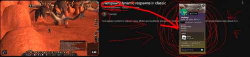 a screenshot of a video game with a red arrow pointing to the word overspawn