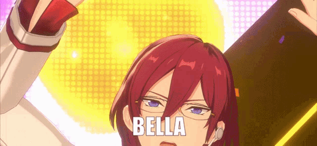 a cartoon character with red hair and the name bella
