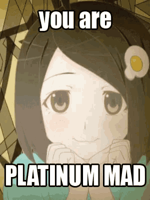 a picture of a girl with a fried egg on her head and the caption you are platinum mad