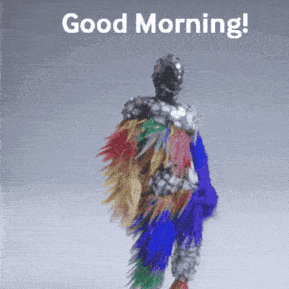 a colorful costume with the words good morning written on the bottom