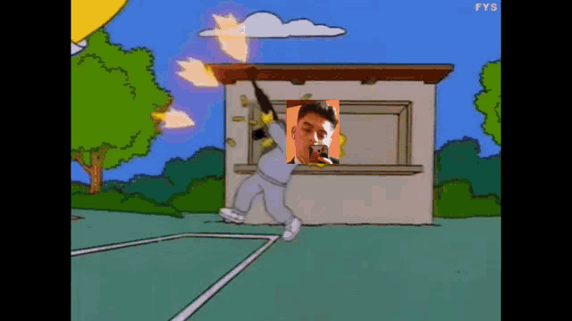 a cartoon of bart simpson holding a gun