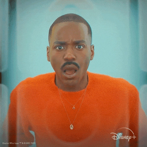 a man with a surprised look on his face is on disney plus