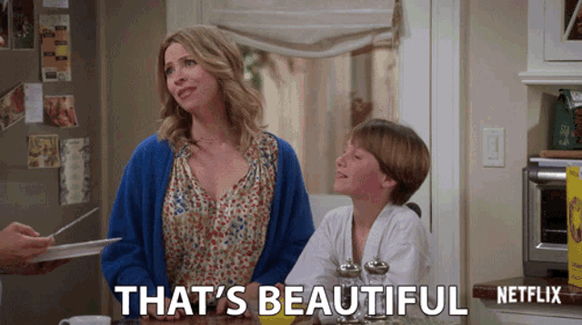 a netflix ad features a woman and a boy