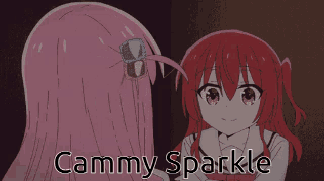 a cartoon girl with red hair and the words cammy sparkle