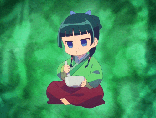 a little girl is sitting on the ground holding a bowl
