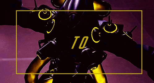 a close up of a video game character with the words `` to '' written in yellow .