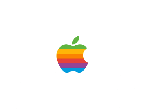 a green laptop with an apple logo on the screen