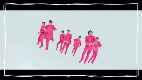 a group of men in pink suits are jumping in the air with the words imp cruisin written on the bottom