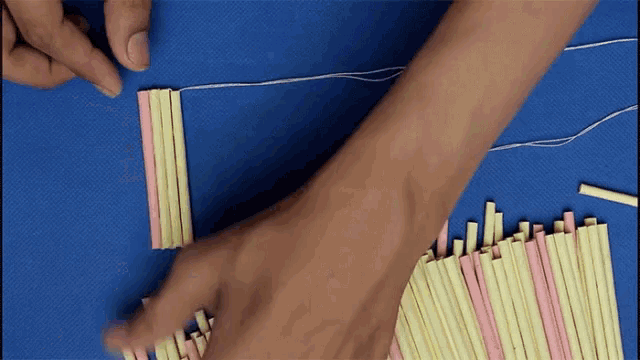 Craft Piling Pink And Yellow GIF