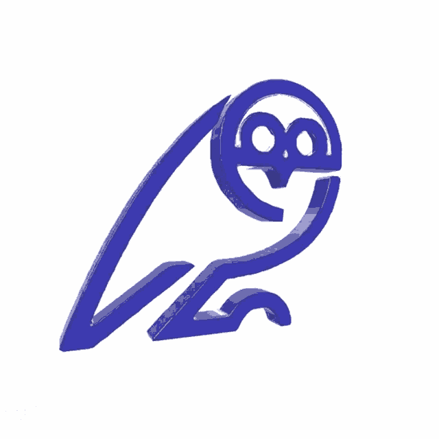 a drawing of an owl with the letters v and h on the bottom