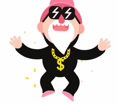 a cartoon of a man with a beard wearing sunglasses and a dollar sign chain around his neck .