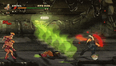a video game with a character named estel on the top left