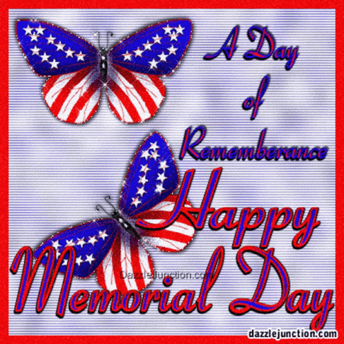 a day of rememberance happy memorial day card with butterflies