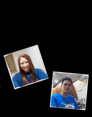 a happy monthsarry card with two pictures of a man and woman