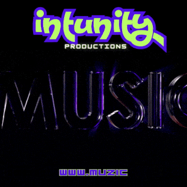 an ad for infinity productions shows a purple background and the word music