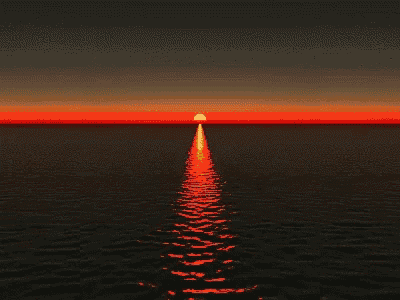 a sunset over a body of water with the sun reflecting in the water