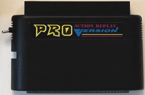 a black action replay pro version cartridge
