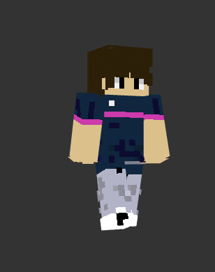 a minecraft character wearing a blue shirt with pink stripes