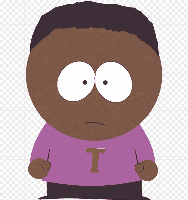 a cartoon character with a purple shirt with a yellow letter t on it