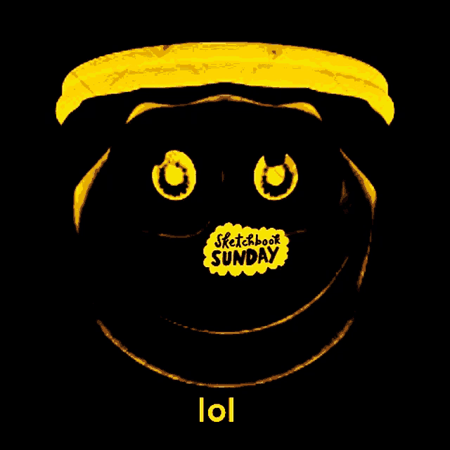 a poster for sketchbook sunday shows a yellow face