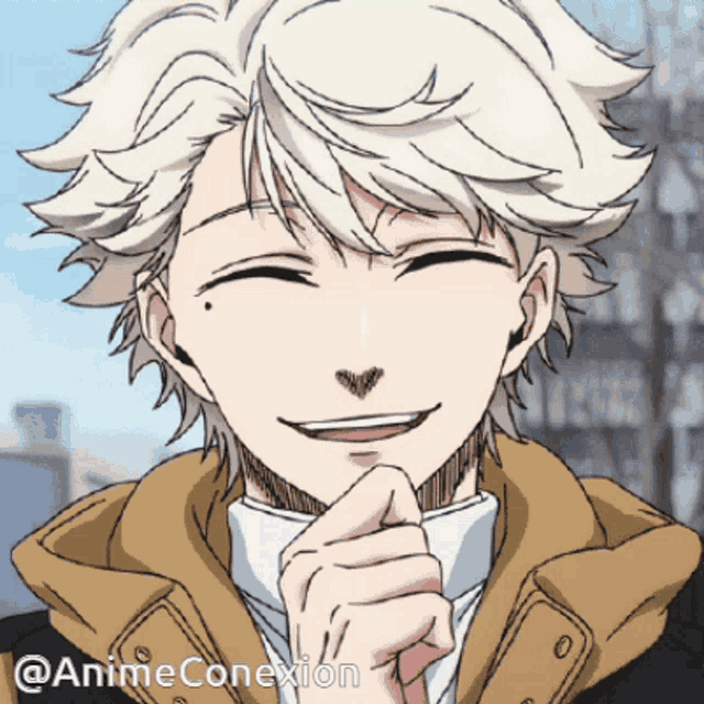 a close up of a person 's face with the words anime conexion above it