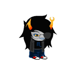 a cartoon drawing of a girl with horns and a shirt with the letter m on it