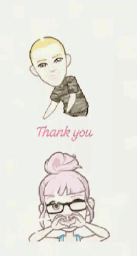 a drawing of a man and a woman with the words thank you below them