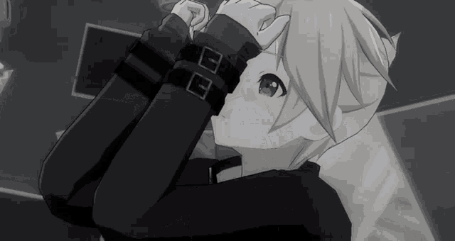 a black and white drawing of a girl with a watch on her sleeve