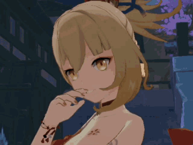 a close up of a girl 's face in a video game