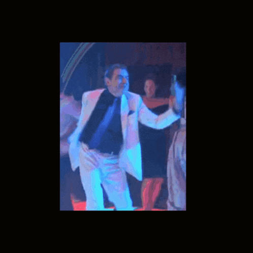 a picture of a man dancing with the words " start the smoutai partey enjoy and chill "