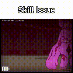 a screenshot of a video game with the words skill issue on the bottom .