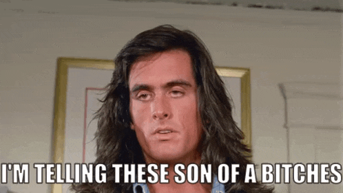 a man with long hair is talking about a son of a bitches