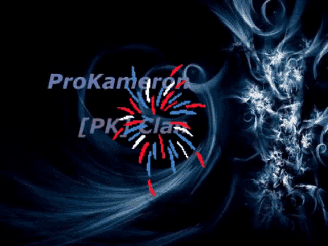 red white and blue fireworks are displayed on a black background with the words providence clan